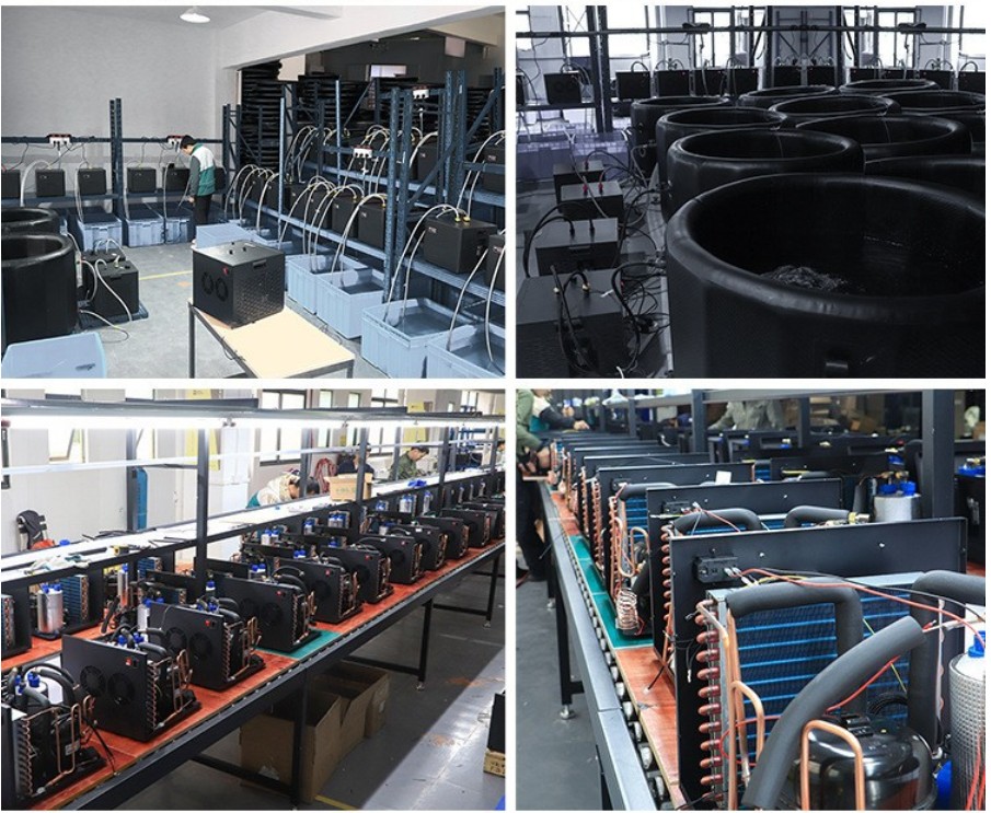 1 HP chiller unit being tested with connected water system